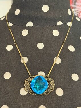 Handmade sapphire and gold necklace. Ooak.